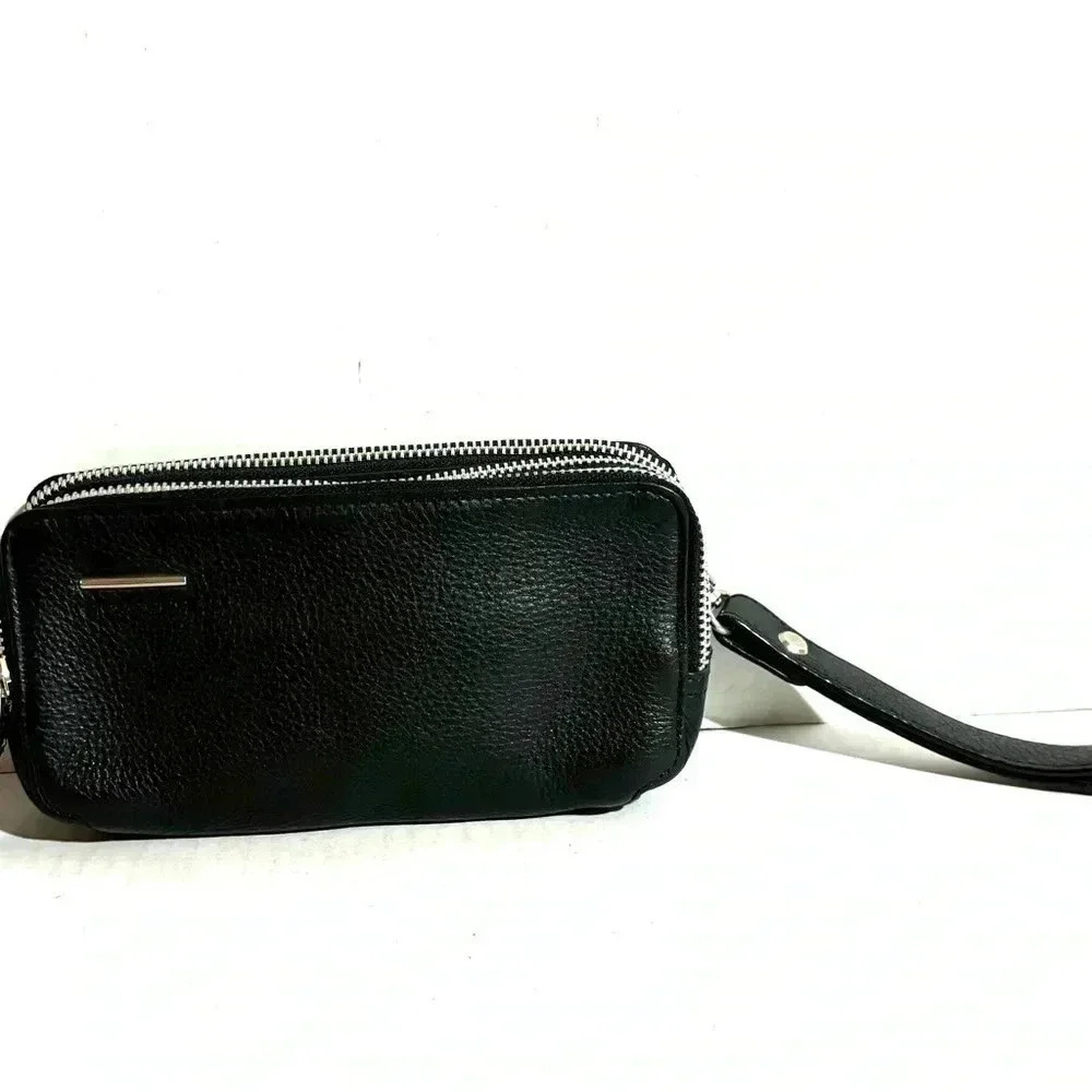 Piquardo black  unisex leather crossbody/ fanny pack/ wristlet bag - Picture 7 of 15